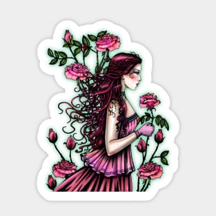 Spanish Rose Maiden Fantasy Art by Molly Harrison Sticker